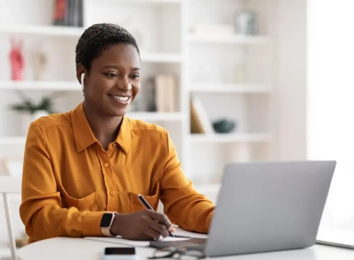 a woman preparing her course material